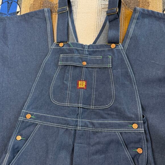 Vintage 90s Big Ben Denim Overalls Size 34x32 Work Farm Farming Outdoor - Picture 2 of 9